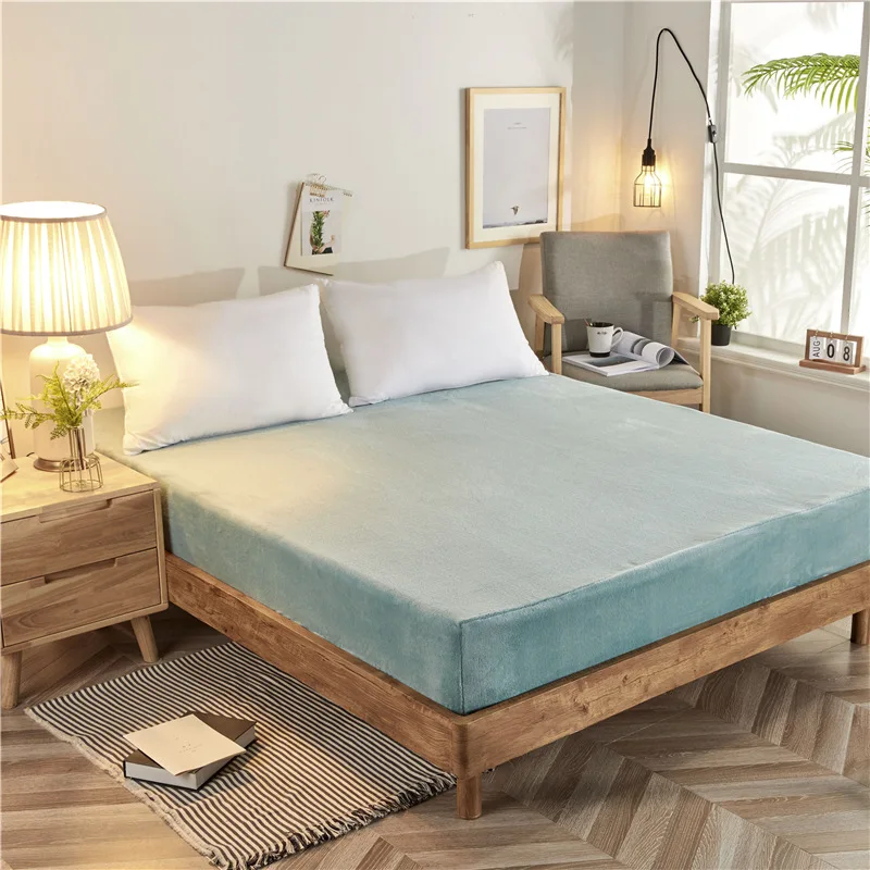 

Velvet King Size Sheets With Elastic Soft Fitted Sheet Solid Mattress Cover Wrinkle Resistant Double Bed Linens No Pillowcases