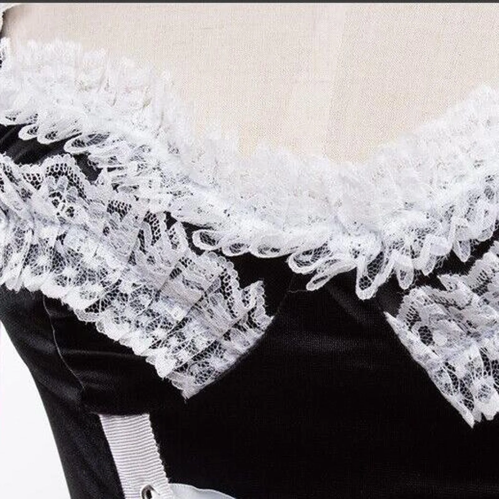 Соблазнительное милое черно белое платье горничной на шнуровке костюм для ролевых игр прозрачный шифоновый