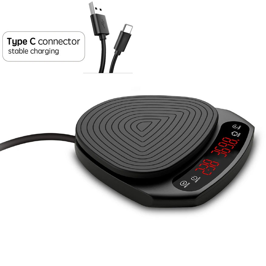 B&aacute;scula de caf&eacute; Digital LED con temporizador, accesorios de caf&eacute; Espresso por goteo, 2kg/0,1g-4