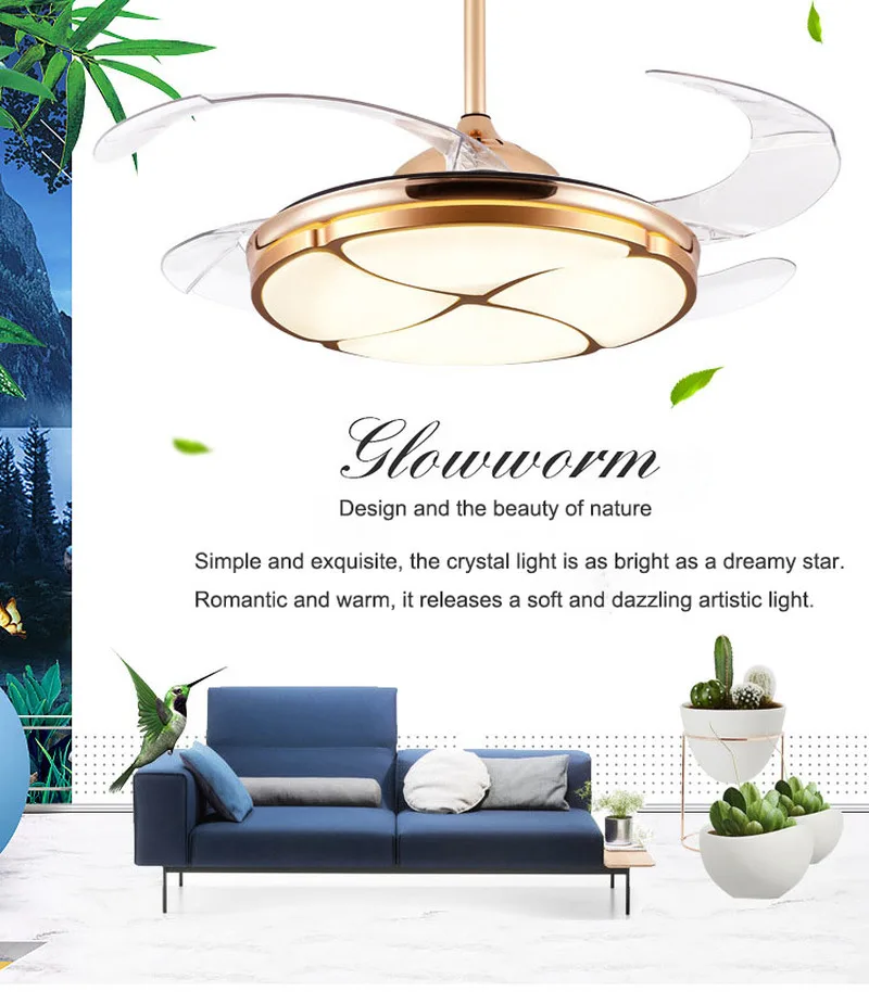 Светодиодный ультра тонкий Невидимый потолочный вентилятор Домашний Светильник