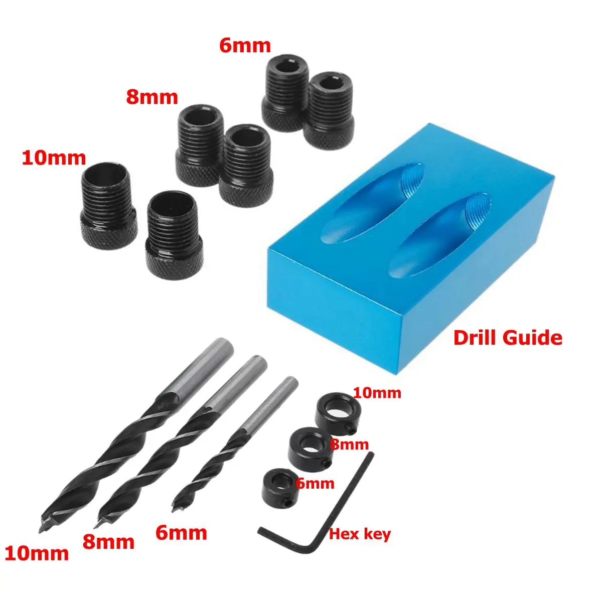 

14Pcs Oblique Hole Drill 15 Degree Angle Locator Bits Hole Jig Woodwork Guide Clamp Locator Set Kit Woodworking Hand Tools