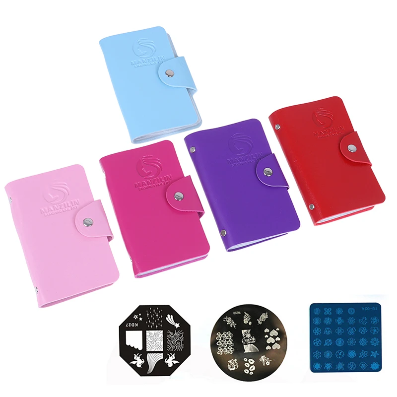 5 цветов доступны 24 слота для дизайна ногтей штамповки пластины держатель сумка