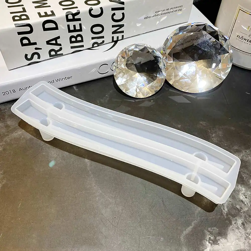 

DIY Fruit Tray Handle Resin Decorative Handle Crystal Epoxy Mold Handle Ornament Bending Silicone Mold For Kitchen Transparent