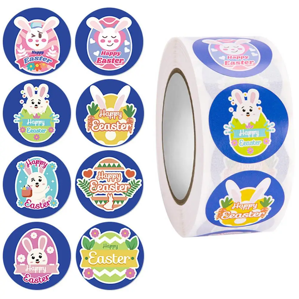 

NEW 500pcs/roll Easter Stickers 8 Patterns Easter Self-Adhesive Easter Bunny Decorative Stickers Easter Eggs For Party Supplies