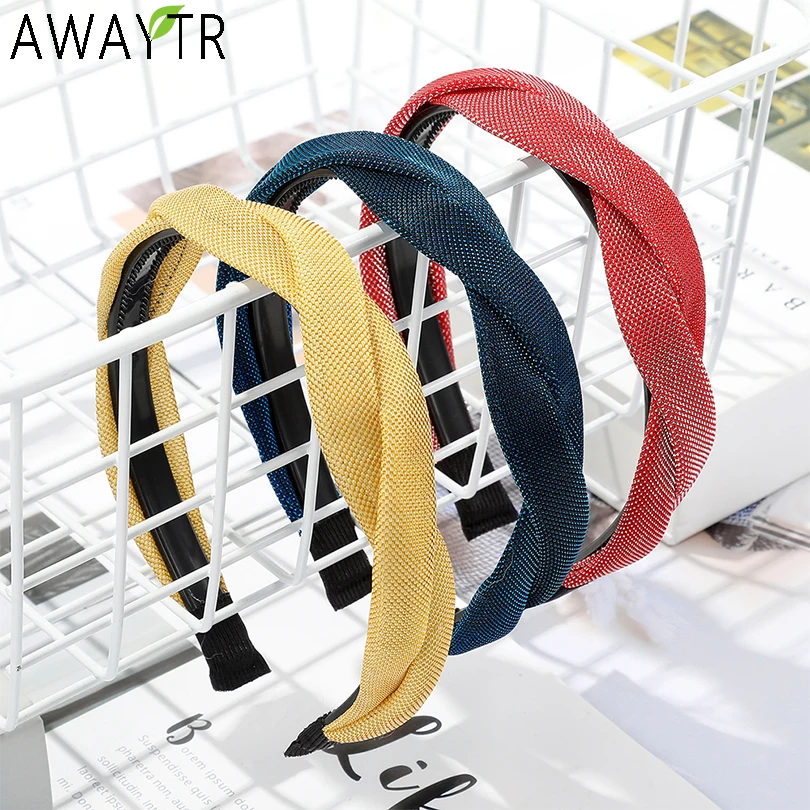 AWAYTR резинки для волос с узлом однотонные Цвета крест повязка на голову женская