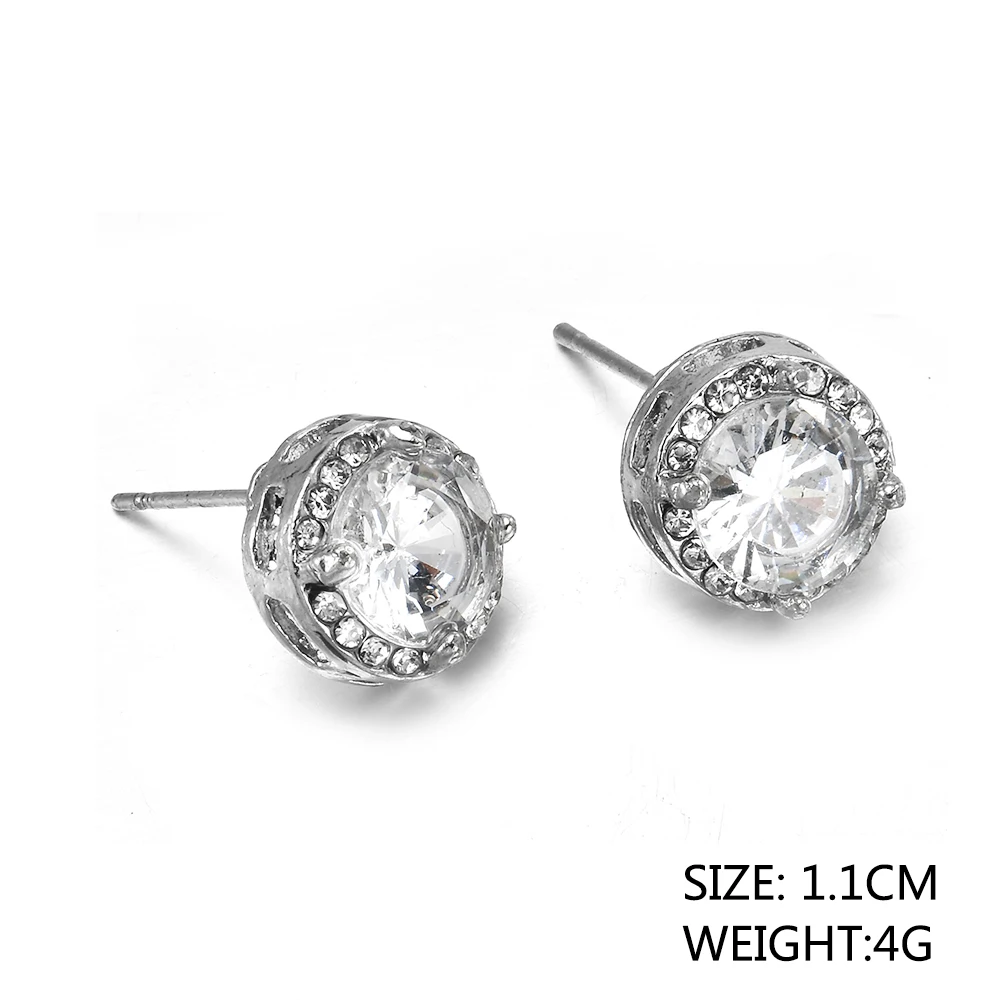 

Trendy Fashion Women Girl White Rhinestone Crystal Round Metal Zircon Ear Stud Earrings Ladies Patry Earring Accessories