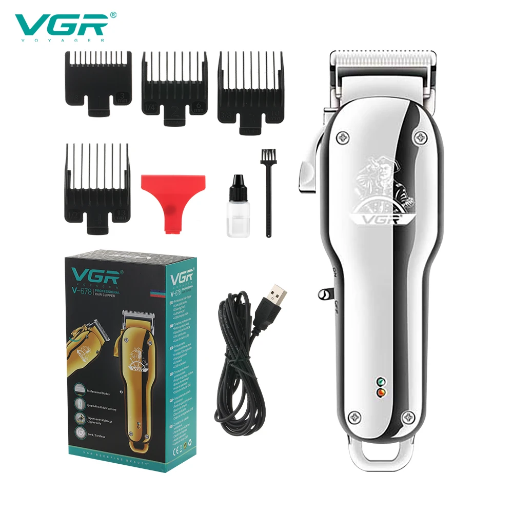VGR Metal Electric Hair Clipper Hair Cutting Machine Professional Hair Trimmer For Men Haircut Machine Barber USB Charging V-678 enlarge