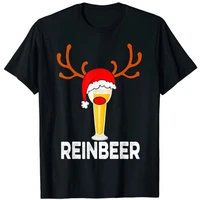 reinbeer santa claus reindeer beer funny christmas drinking t shirt tops graphic tee