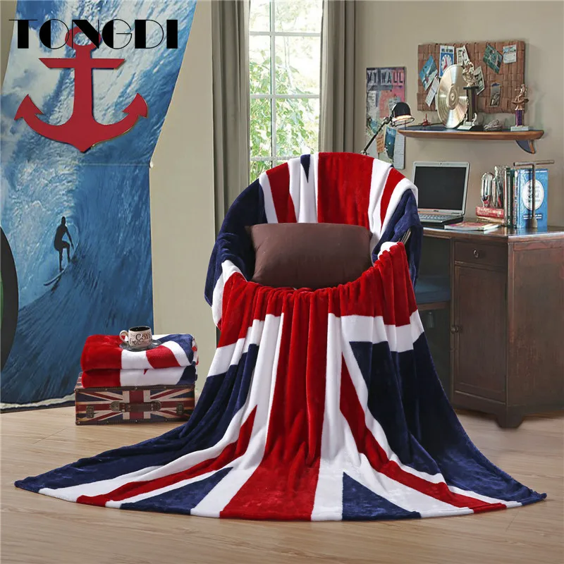 Мягкое теплое флисовое меховое одеяло TONGDI с флисовой подкладкой и принтом в виде
