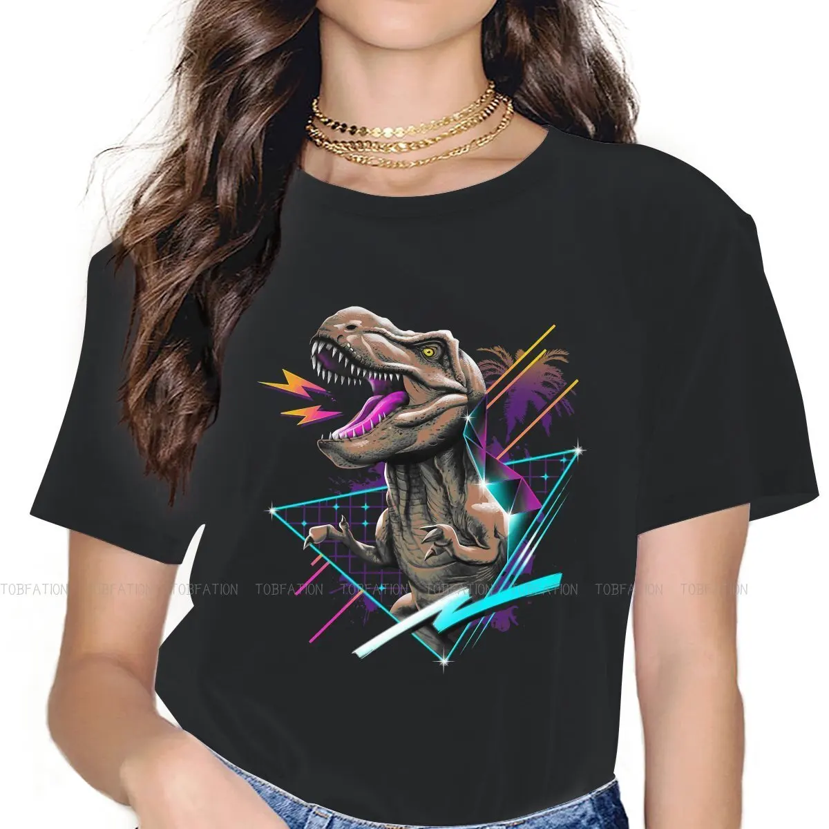 

Оригинальная футболка Rad T Rex футболка с круглым воротником Dinosaur, модная пушистая футболка для девушек, Лидер продаж