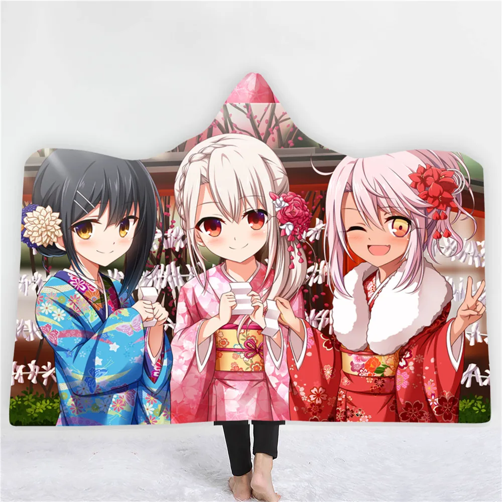 Одеяло с капюшоном 3D принтом флисовое постельное белье рисунком аниме Fate Stay Night