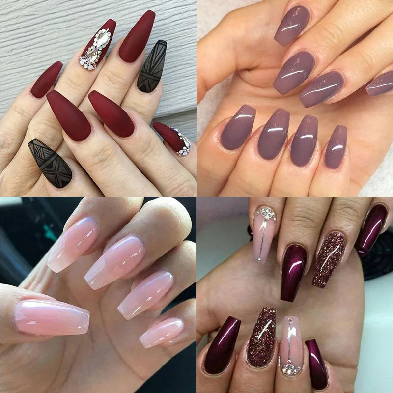 100/500 шт акриловые накладные Длинные балерина гроб Ногтей Полное покрытие