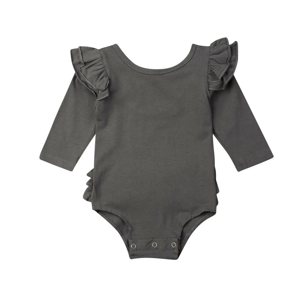 Серый PUDCOCO Newborn Baby Girl Long Sleeve Ruffle Romper Jumpsuit Overall Clothes Set 0-18M Support wholesale - Цвет: Серый