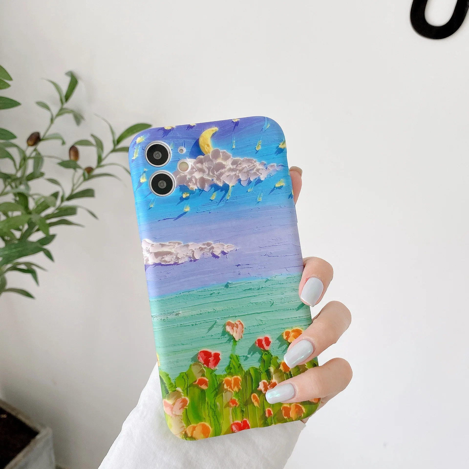 

Moon starry sky dreame painting art Cases For iPhone 11 Pro Max Phone Case Cute For iPhone XR XS X 7 8 Plus Case Silicone Cover