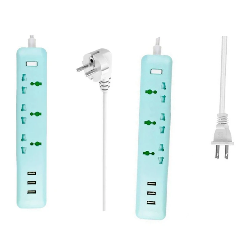 

Power Socket 3-Port French Socket+3 USB Power Strip Socket for Mobile Phone IPAD Smart Charging Socket 1.8M