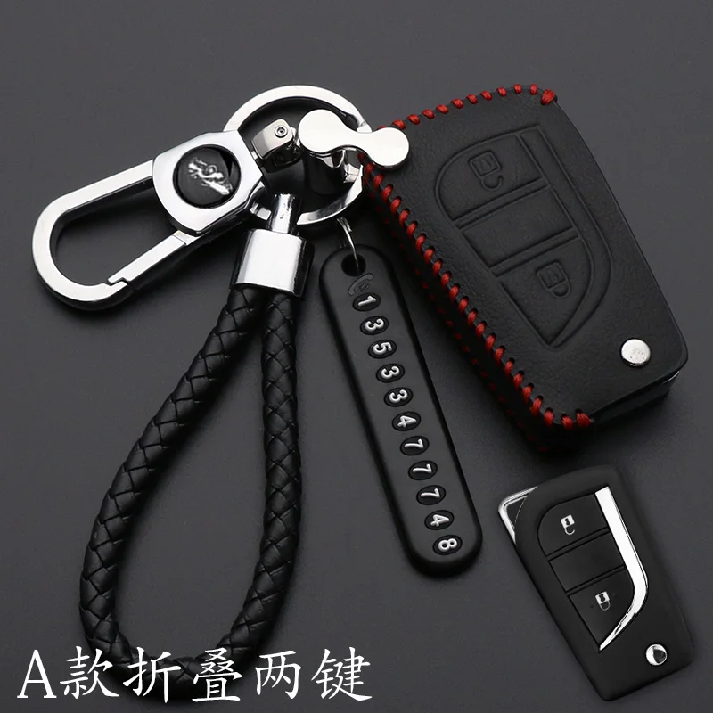 

2 Button Leather Car Remote Key Fob Shell Cover Case For Toyota Auris Corolla Avensis Verso Yaris Aygo Scion TC IM 2015 - 2020