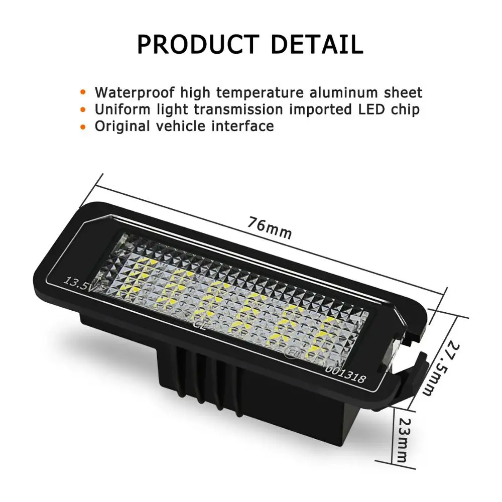 Светодиодный светильник для номерного знака 18SMD без ошибок Golf MK4 MK5 MK6 Passat Polo CC Eos