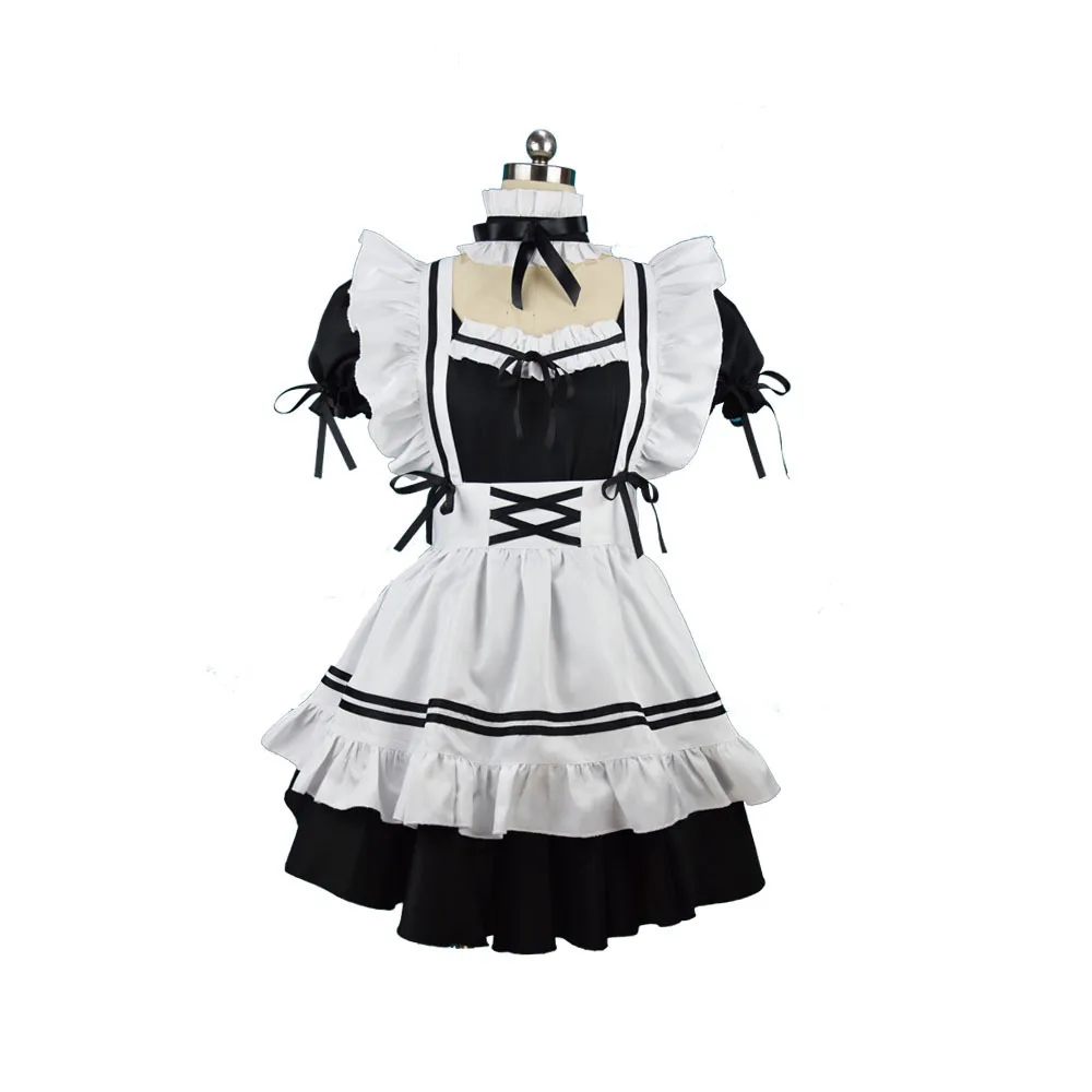 

Women Maid Outfit Anime Long Dress Cute Lolita Costumes Cafe Cosplay Costume Girls Amine Apron Waitress Party Stage Costumes