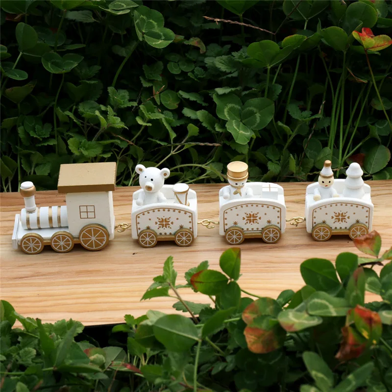 Новый Рождественский поезд окрашенный деревянный Декор для дома с Санта/медведь