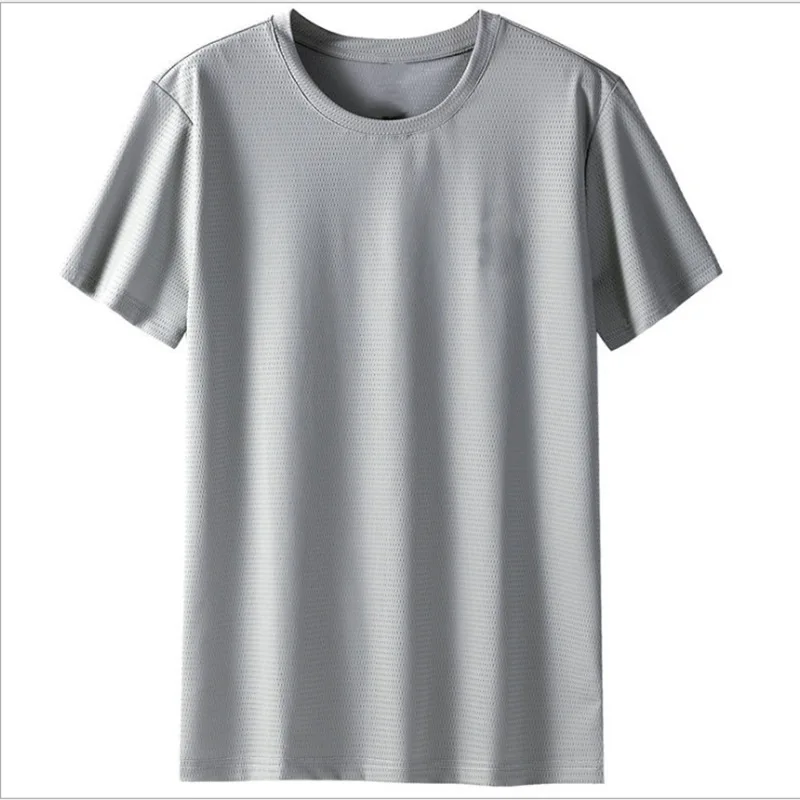 

Mesh Breathable Short-sleeved T-shirt Men's 2021 Summer Thin Loose Sports Youth Mesh Quick-drying Casual Solid Color Top 5XL