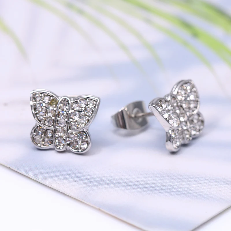 Женские круглые серьги-гвоздики с крыльями бабочки | Украшения и аксессуары