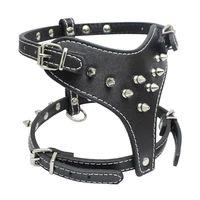 pu spiked studded dog vest harness puppy leash lead pitbull adjustable harness strap for medium large dog boxer bull terrier