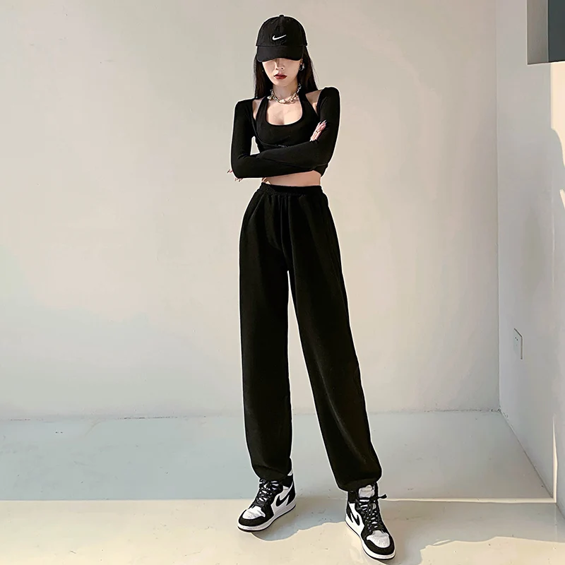 

155 Small Sports Pants Female Summer Thin 2021 New Loose Tappered Casual Straight-Leg Gray Sweatpants Ins Fashion