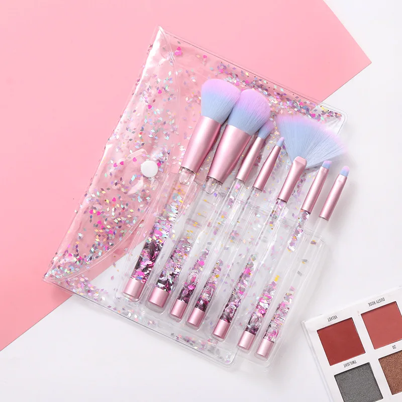 7 шт. набор кисточек для макияжа с прозрачными стразами и блестками