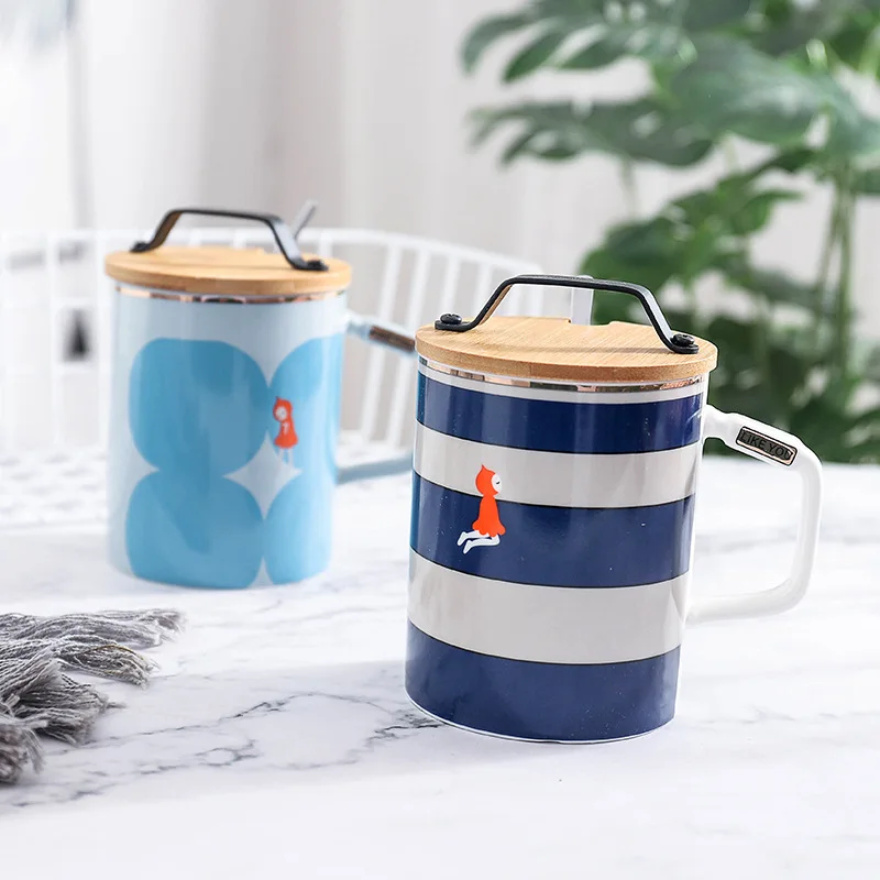 Креативная деревянная портативная чашка в северном стиле модная темно-синяя