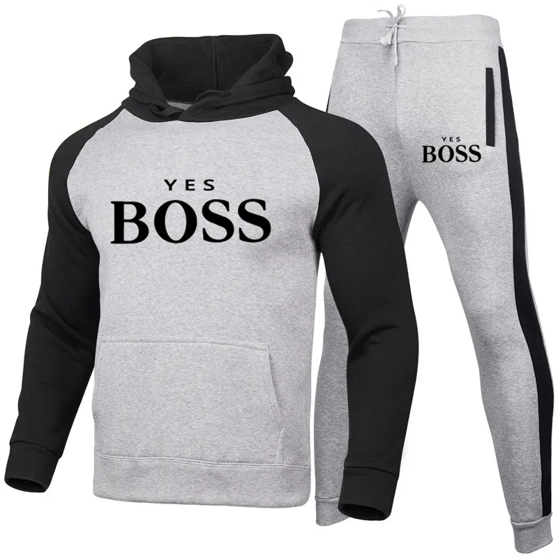 

Winter hoodie suit men's fashion hoodie black brand pants casual jogging suit track suit sweatshirt pullover