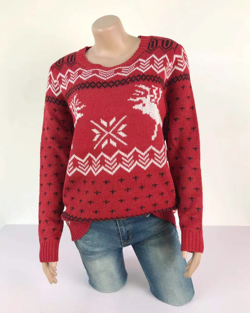 

Christmas Sweater 2020 Winter Classic Snow and Deer Thick Long Sleeve Knitted Pullovers Plus Size Knitwear Jumpers Streetwear