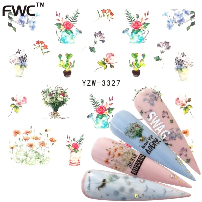

1 Sheet Fresh Flower Series Water Decal Colorful Blooming Flower Lavender Nail Art Transfer Sticker for Nail Art Decoration