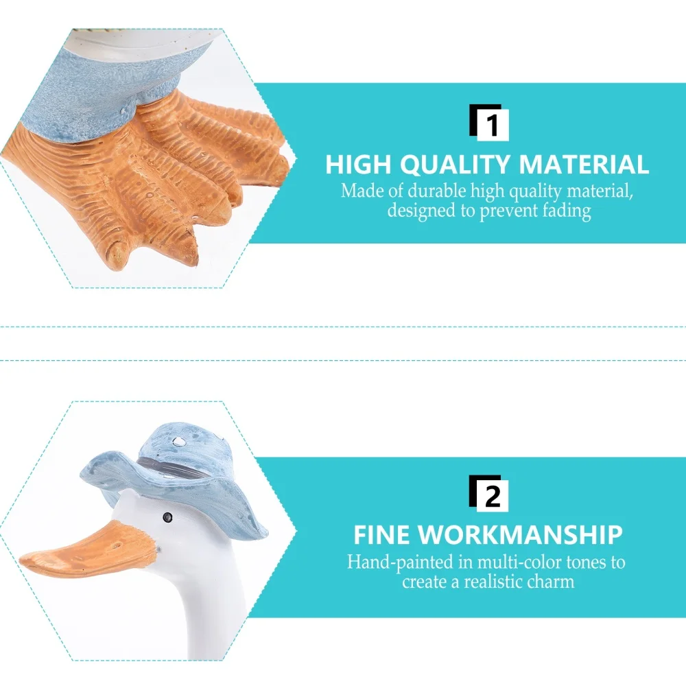 

Resin Duck with Floral Basket Figure Sculpture Desktop Decor Housewarming Gift