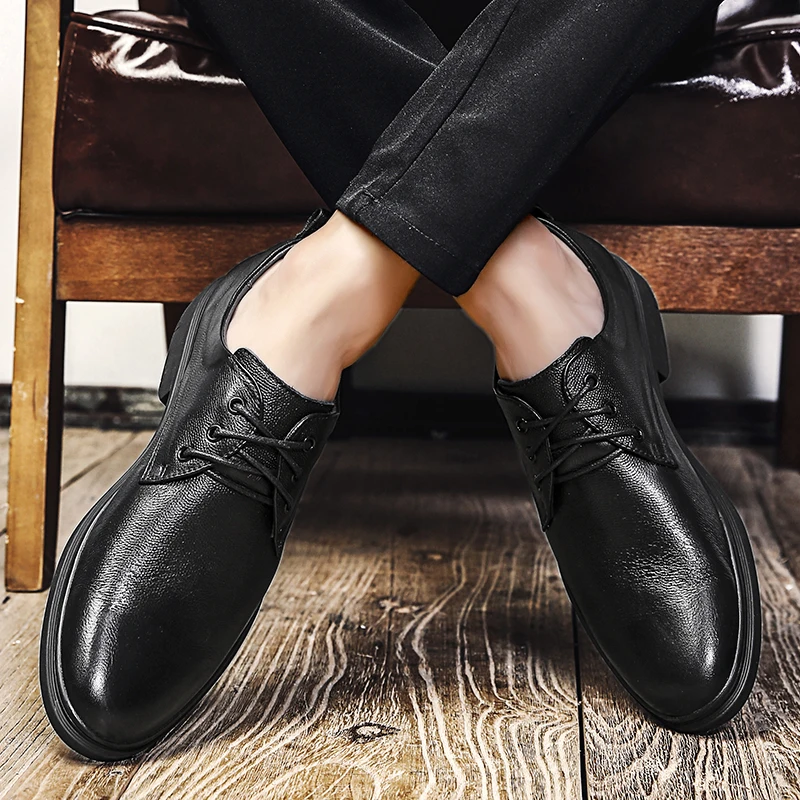 

Fashion Leather Shoes Men's Business Shoes Zapatos Formales Casual Leather For Men Bussiness Moccasins Formal Mens Hot Sale