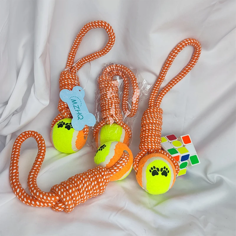 MZHQ 1 шт. оранжевый с шариком хлопковая веревка поп-Конг игрушки для собак