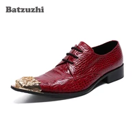 batzuzhi luxury male formal party oxfords shoes men italian type formal leather shoes pointed toe lace up chaussure homme