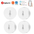 Новый датчик температуры и влажности ZigBee 3,0 с дистанционным управлением, управление через приложение Tuya Smart Life, работает на батарейках, совместим с ALexa Google Home