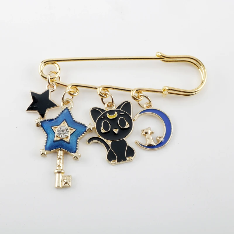 Japanese Anime Cat Wand Collection Pendant Brooch Pins Cartoon Card Captor Sakura Safe Pin Shape Lapel Enamel Jewelry | Украшения и