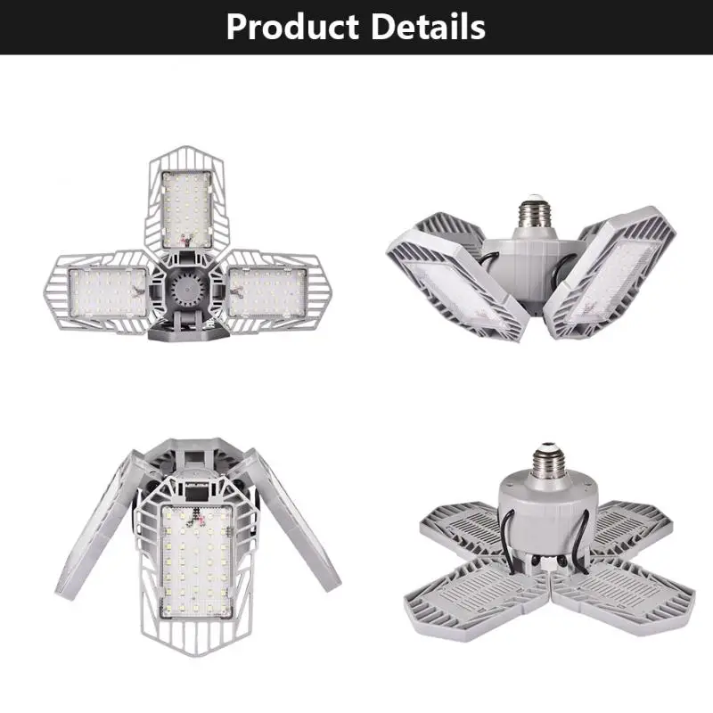 

E26 LED Garage Lights 60W LED Trilights Deformation Lamp Workshop Light Grow Tent Cocina Led Strip Solar Luces Led Home Cocina