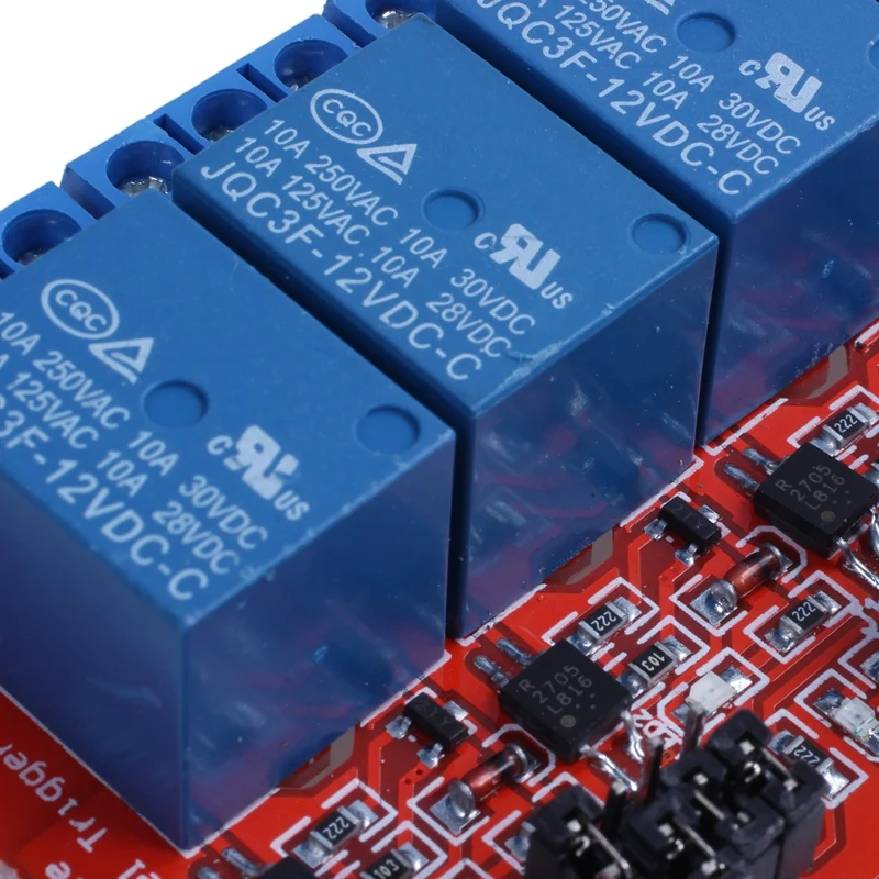 DC 12V 4-CH High Low Level Trigger Optocoupler Armored Relay Module 73 x 50 18 mm / 2.8 inchx 2inch 0.71 inch Red | Обустройство дома