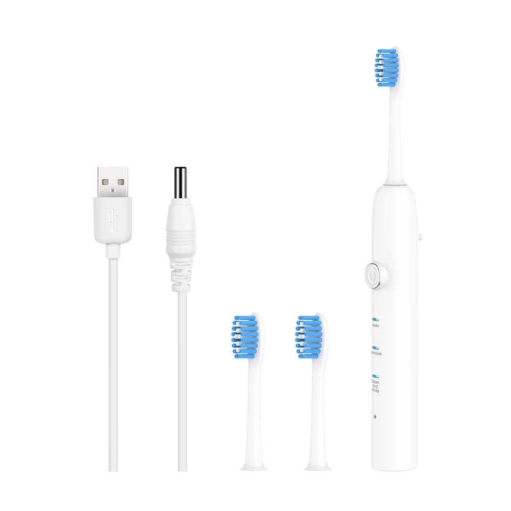 White USB inductive Лучшая ультра звуковая электрическая зубная щетка электронная зубная щетка сменные головки перезаряжаемый звуковой зубной щетки гигиена полости рта - Цвет: White USB inductive