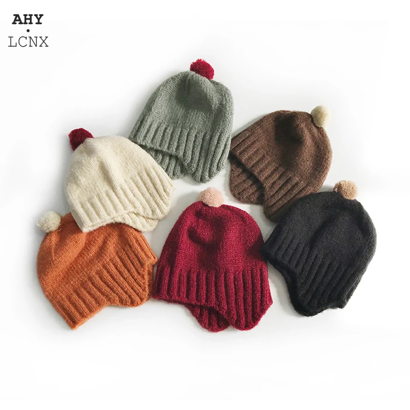 

Cute Baby Hat Knitted Pompom Cap Winter Warm Children's Girl Boy Hat Beanie Baby Bonnet Muts For Newborn Ear Thick Warm Kids Hat