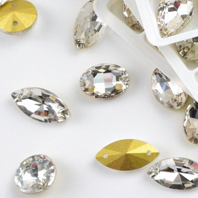 

Стразы декоративные с 2 отверстиями, конский глаз, все размеры