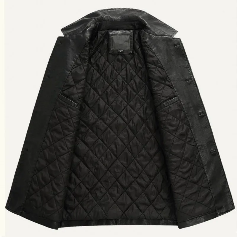 Умные повседневные мужские Длинные Куртки из искусственной кожи однобортные