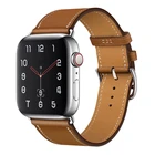 Ремешок кожаный для iWatch 42 мм 38 мм 40 мм 44 мм, спортивный тур-браслет для Apple watch 7 6 SE 5 4 3 2 1 41 мм 45 мм