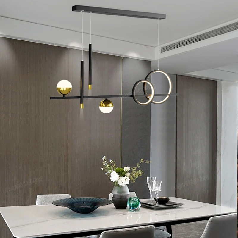 

Luxury Hanging Chandelier for Dining Room Bar Kitchen Nordic Pendant Lighting For Living Room with Spotlights Gold Black 120cm