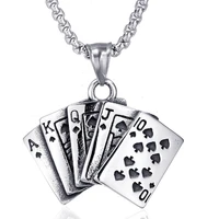 mens poker personality punk style pendant necklace silver jewelry gift