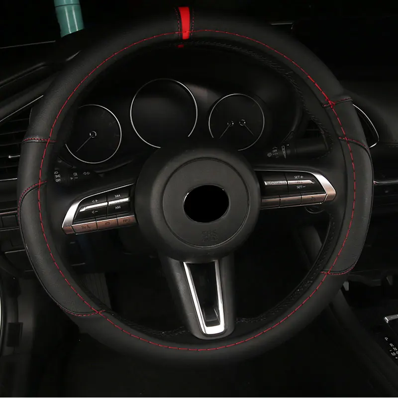 

Leather Steering Wheel Cover Cow Leather Cover for 2020 Mazda 3 1pc