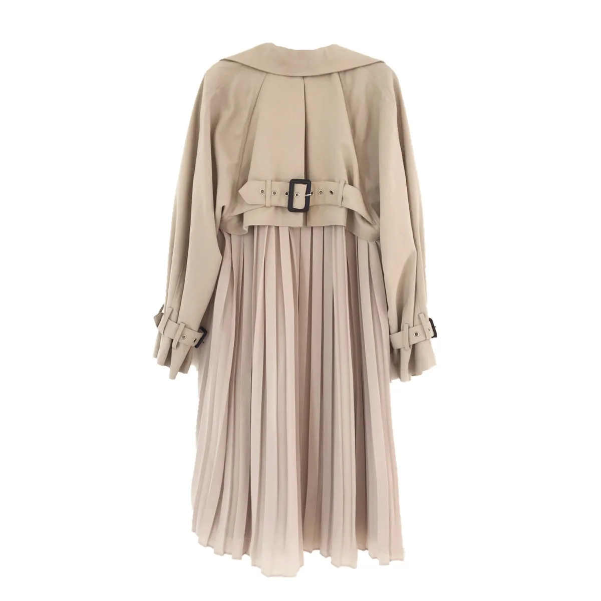 

Trench Women's Coat Long Spring Coats Female Fashion Pleated Chiffon Splice Thin Outwear Loose Trench Coat For Women