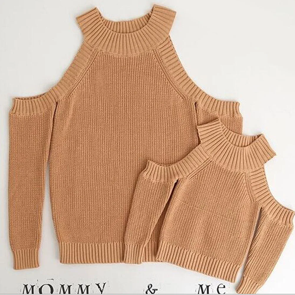 

Mommy and Me Outfits Sweaters Family Clothing Women Mother Kids Baby Girl Off the Shoulder Long Sleeve Autumn Tops Clothes